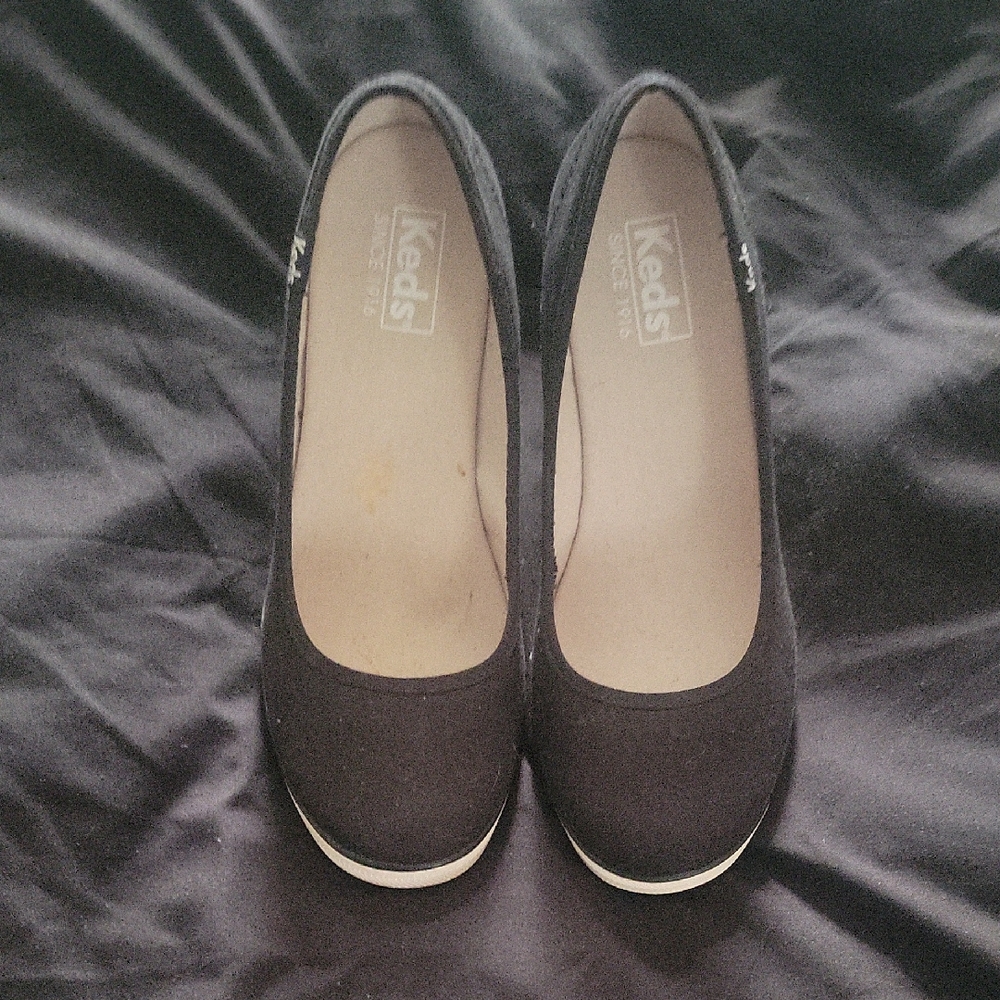 Keds Women's Black Wedges with White Trim